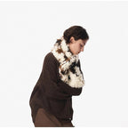 Women's faux fur shawl stole with curly shaggy texture and loop closure Fashion Glam