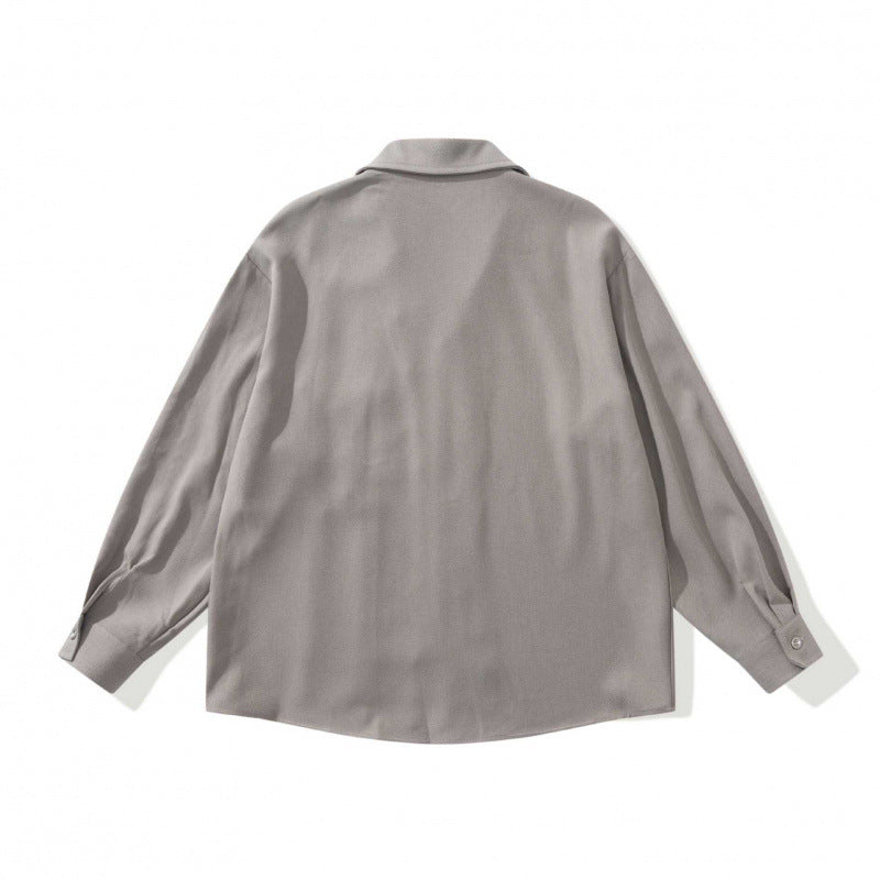 Unisex Oversized Lightweight Long Sleeve Shirt with Notched Collar, Chest Pocket and Boxy Silhouette Fashion Glam