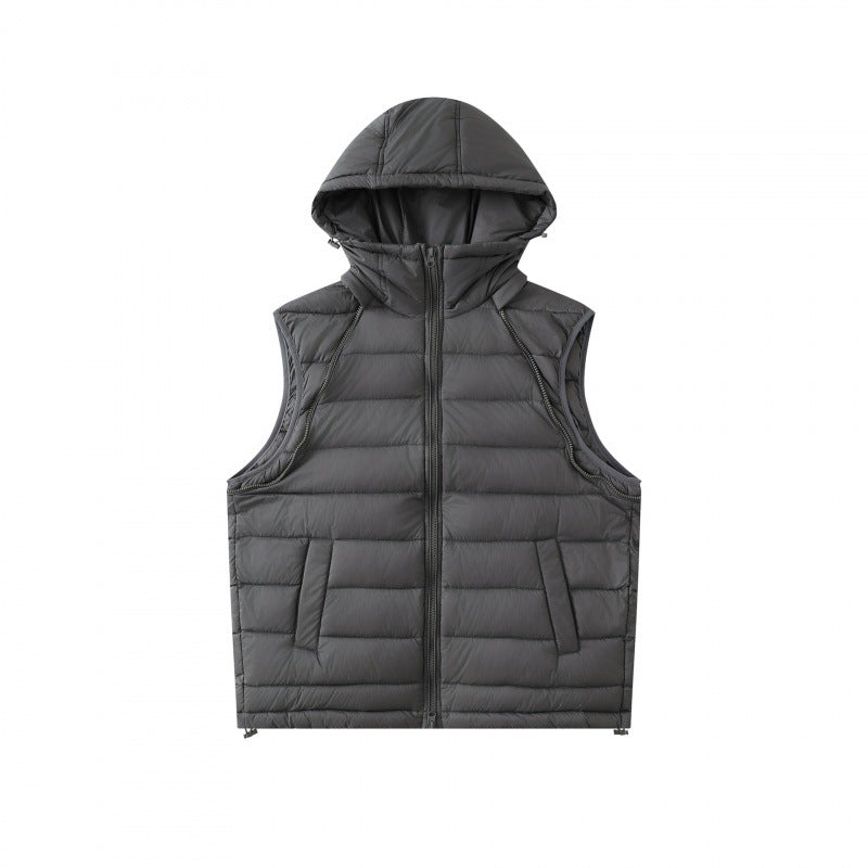 Unisex Lightly Padded Hooded Jacket with Two-Way Zipper and Adjustable Hem Fashion Glam