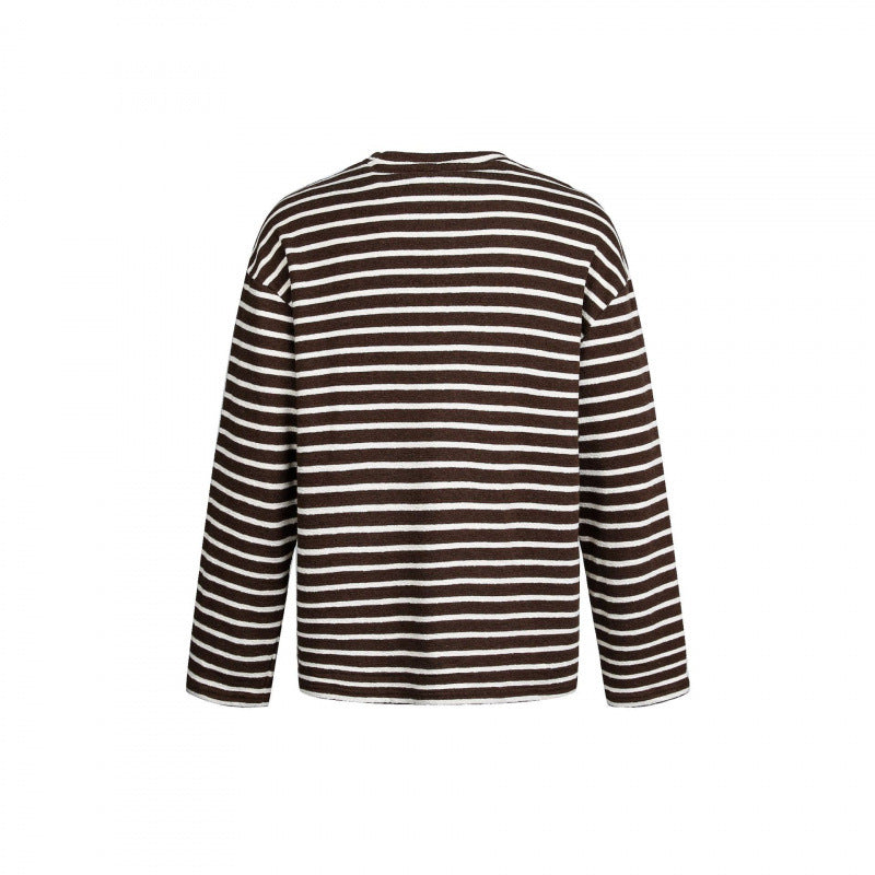 Unisex Maritime Striped Knit Shirt with Loose Fit and Round Neck Fashion Glam