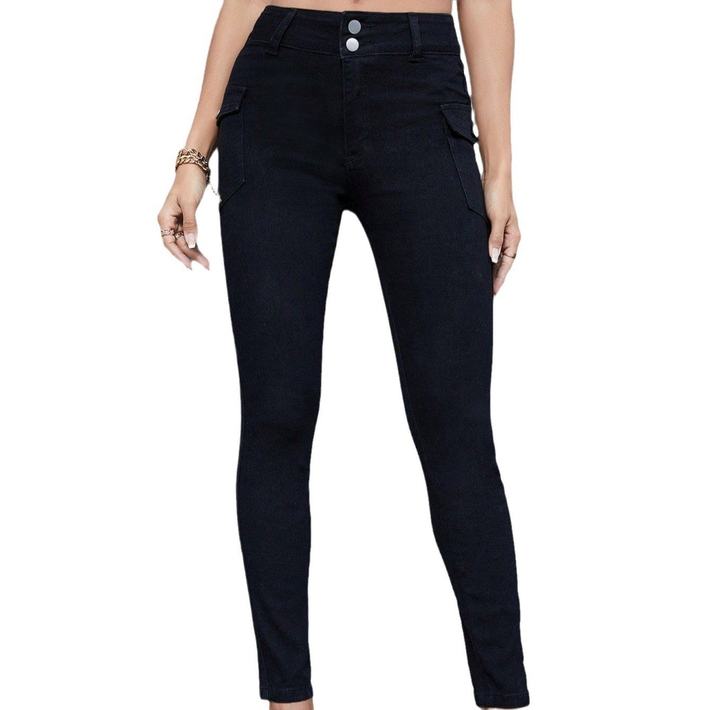 Women High-Waist Skinny Jeans with side cargo pockets and figure-shaping stretch Fashion Glam
