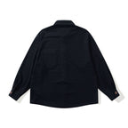 Unisex structured knit shirt jacket with boxy oversized cut and contrasting chest pocket Fashion Glam