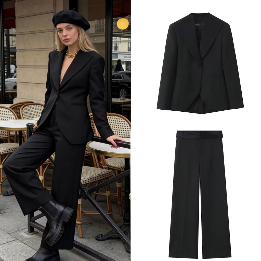 Women's Tailored One-Button Blazer with Extra Wide Shawl Collar and Slim Silhouette Fashion Glam