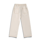 Unisex Wide Denim Pants with Elastic Waistband, Drawstring and Quilted Knee Patch Fashion Glam