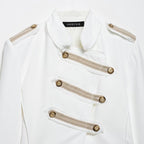 Ladies short-cut military-inspired blazer with decorative button plackets and epaulettes Fashion Glam