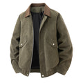 Men's Short Suede Bomber Jacket with Cord Collar Fashion Glam