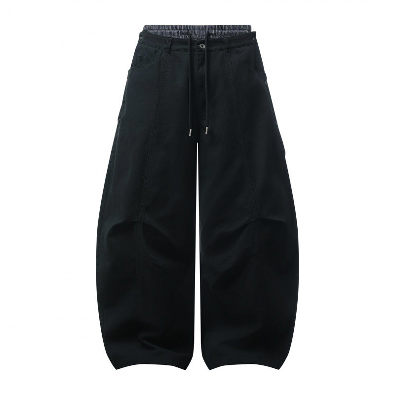 Unisex Wide Balloon Pants with Elastic Waistband, Drawstring, and Distinctive Seam Panels Fashion Glam