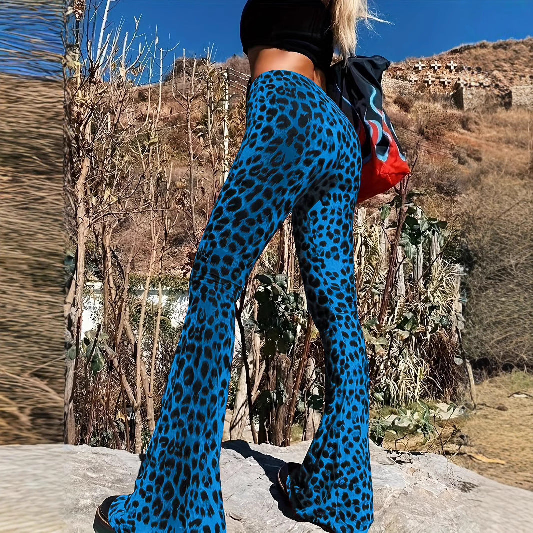 Women Flared Leopard Print Pants Fashion Glam