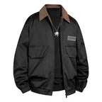 Men's Outdoor Bomber Jacket with Cord Collar and Multifunction Pockets Fashion Glam