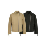 Men's Asymmetrical Biker Jacket with Diagonal Metal Zipper Fashion Glam