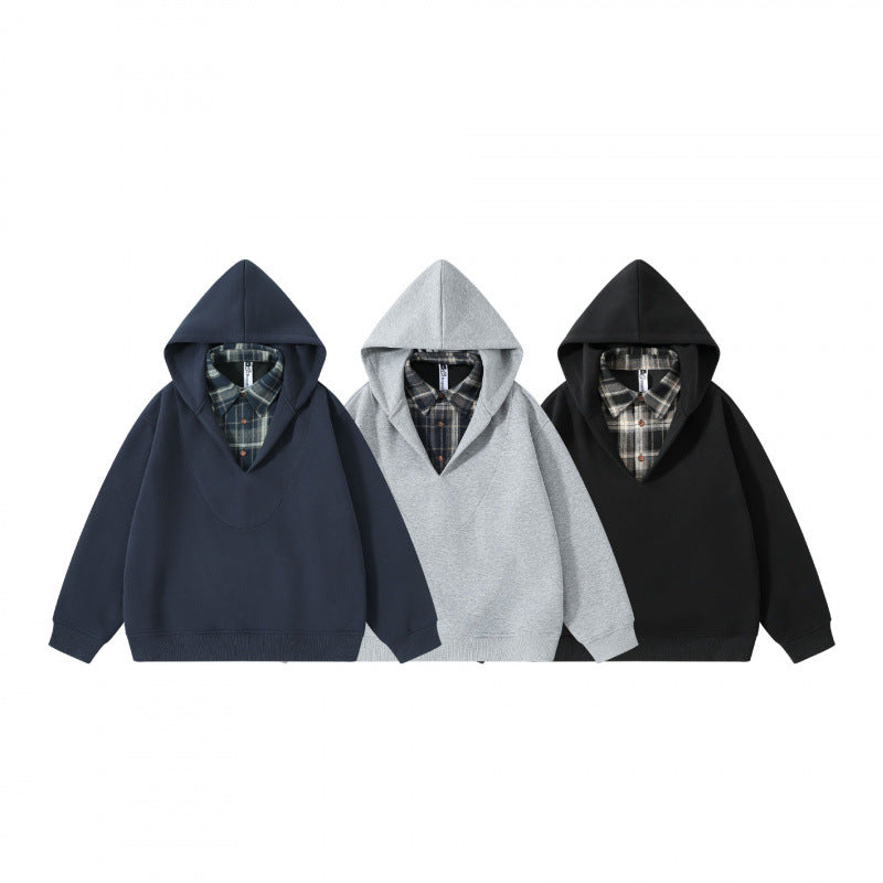 Unisex Oversize Hoodie with integrated shirt collar in layering look Fashion Glam