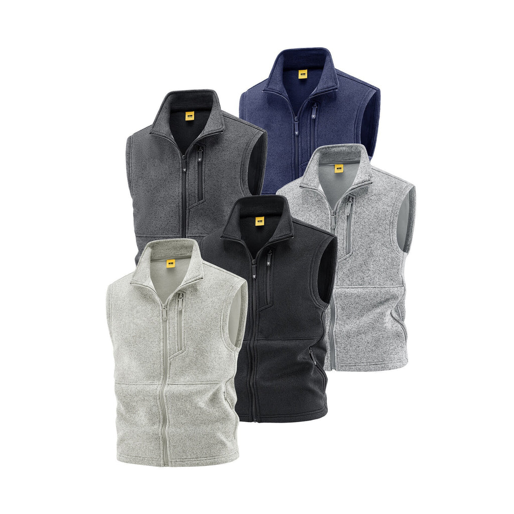 Men's fleece vest with high stand collar, chest zipper and side pockets Fashion Glam