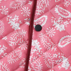 Women's quilted short jacket with V-neck, paisley pattern and contrasting piping Fashion Glam