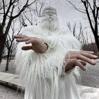 Women's Short Long-fiber Faux Fur Bolero with Extra Long Sleeves and High Standing Collar Fashion Glam