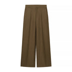 Women's Two-Piece Wool Blend Business Set with Loose Blazer and High-Cut Palazzo Pants Fashion Glam