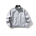 Unisex Boxy-Wool Blend Jacket with Stand-Up Collar and Elastic Hem Fashion Glam