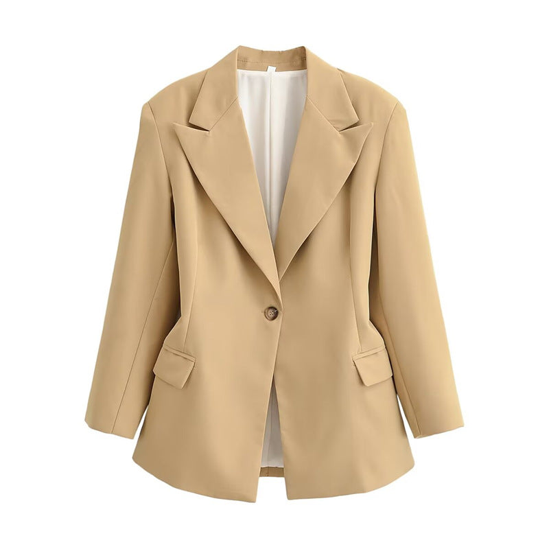 Women Oversized Blazer with Distinctive Lapels and Slightly Tailored Silhouette Fashion Glam