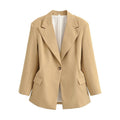 Women Oversized Blazer with Distinctive Lapels and Slightly Tailored Silhouette Fashion Glam