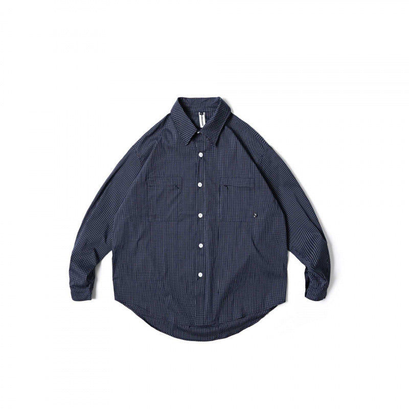 Unisex Oversize-checkered Shirt with rounded hem and appliquéd chest pockets Fashion Glam