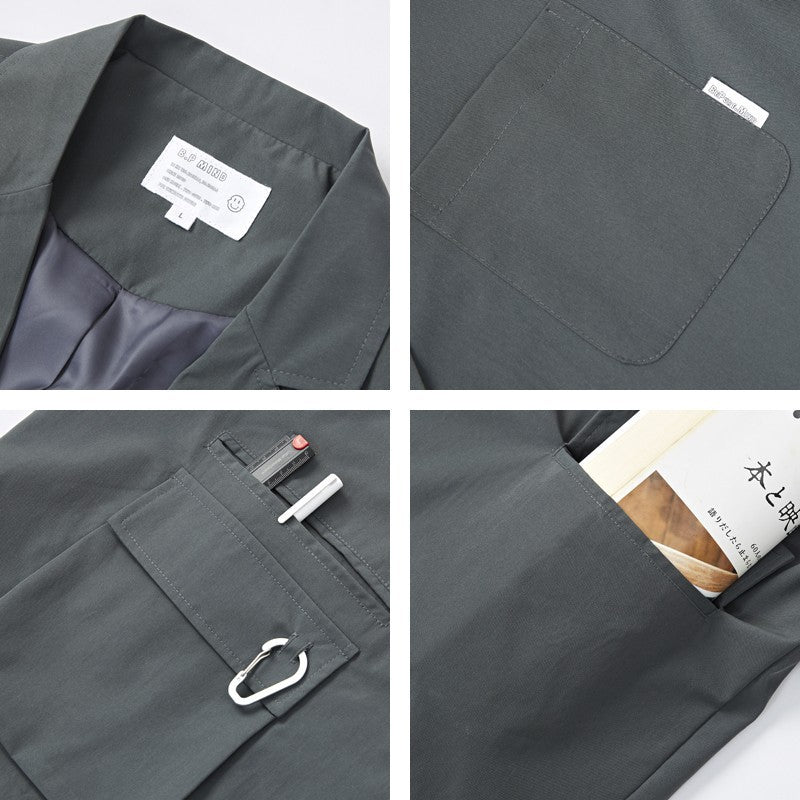 Unisex Loose-Fitting Utility Blazer with Multifunction Pockets Fashion Glam