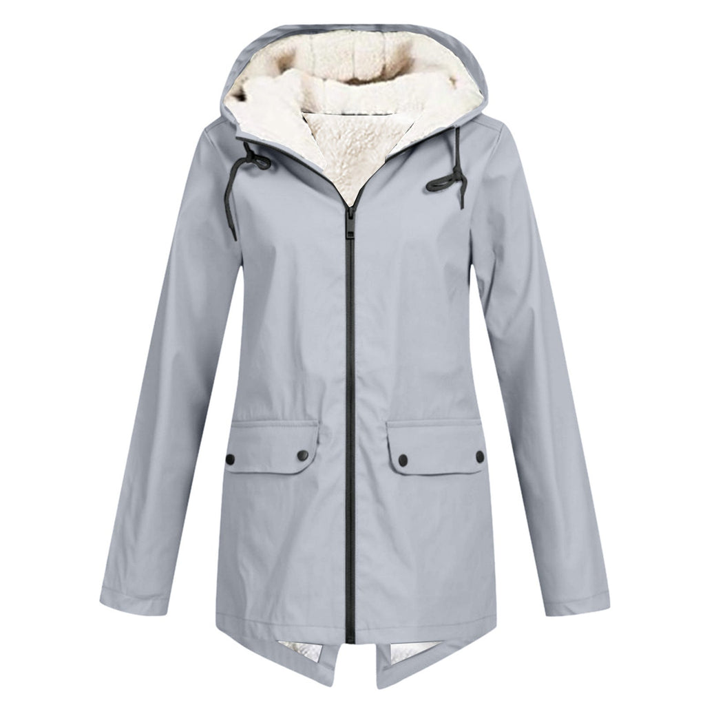 Women's waterproof and padded rain jacket with adjustable hood collar Fashion Glam