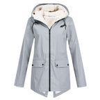Women's waterproof and padded rain jacket with adjustable hood collar Fashion Glam