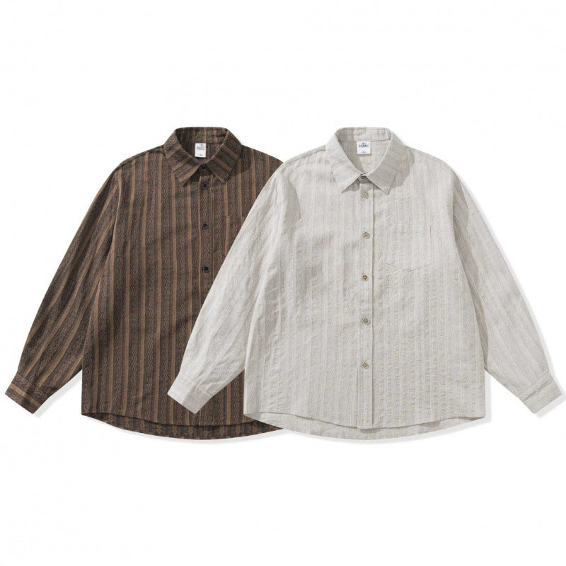 Unisex Lockeres Oversize Shirt made of linen blend with fine waffle texture and breast pocket Fashion Glam