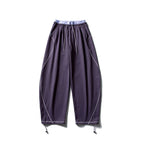 Unisex Wide Tech Jogging Pants with Drawstring, Contrast Seams and Adjustable Hem Fashion Glam