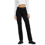 Women high-waisted straight-cut jeans made of rigid denim with raw hem Fashion Glam