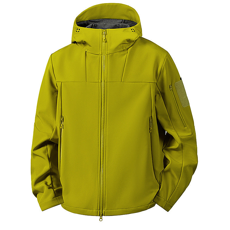 Men's wind and water-repellent softshell jacket with hood and tactical pockets Fashion Glam