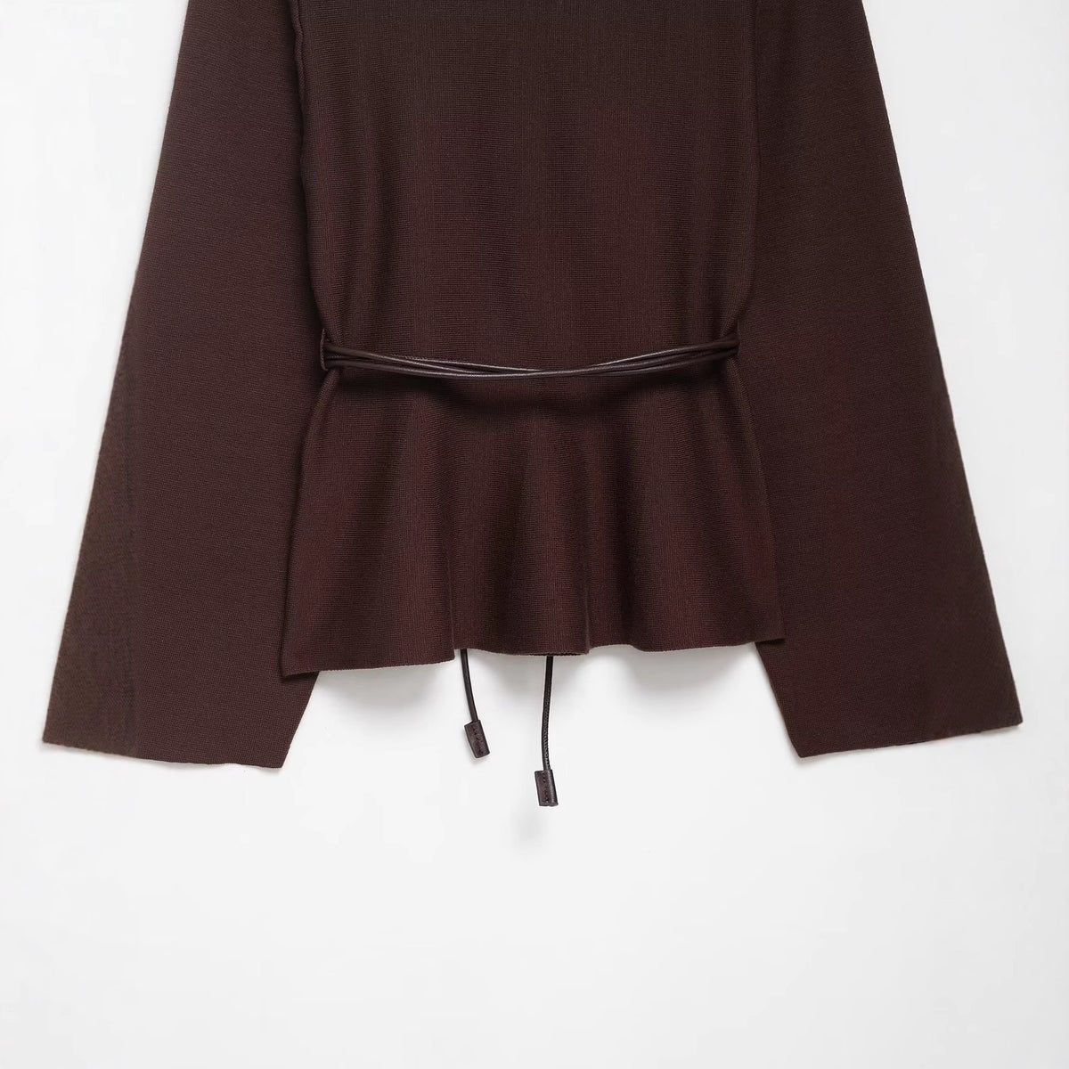 Women's Crossed Knit Cardigan with Waistband and Kimono Sleeves Fashion Glam