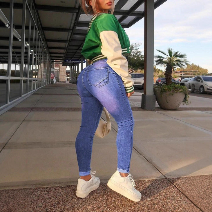 Women High-waisted, figure-shaping super stretch skinny jeans with ankle-length fit Fashion Glam
