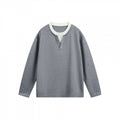 Men's Lightweight Fine Knit Henley Sweater with Contrast Collar and Relaxed Fit Fashion Glam
