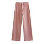 Women's loose high-waist worker pants with patch back pockets Fashion Glam