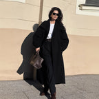 Women's Oversize Cocoon Coat with High Stand-Up Collar and Concealed Button Placket Fashion Glam