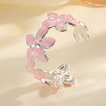 Ladies Open Bangle with Artistic Flower Design Fashion Glam