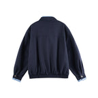 Men's Lightweight Bomber Jacket with Zipper, Checked Lined Collar and Elastic Hem Fashion Glam