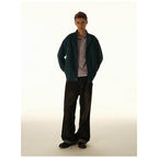 Men's Loose Canvas Overshirt with Stand-Up Collar, Patch Pockets and Distinctive Stitching Details Fashion Glam