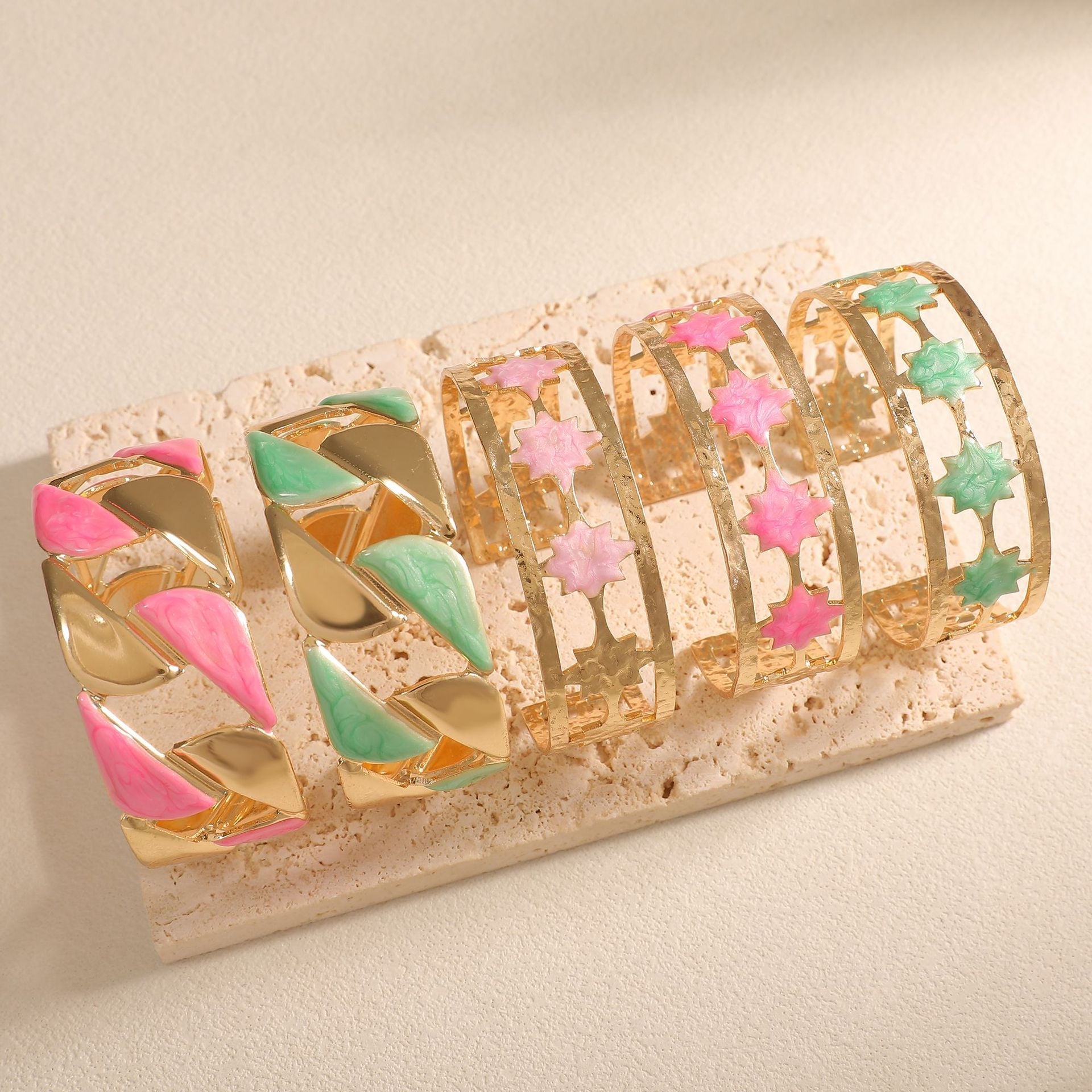 Women's Open Bangle with Elegant Leaf Design Fashion Glam