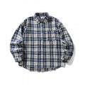 Unisex Oversized checked Flannel shirt jacket with chest pocket and rounded hem Fashion Glam