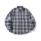 Unisex Oversized checked Flannel shirt jacket with chest pocket and rounded hem Fashion Glam