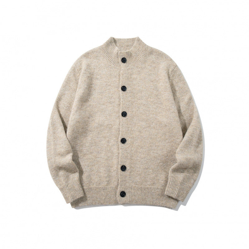 Unisex Boxy-Mohair-Mix-Cardigan with half-high collar and continuous button placket Fashion Glam