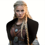 Women's shoulder collar made of faux fur with leather straps and metal fittings Fashion Glam