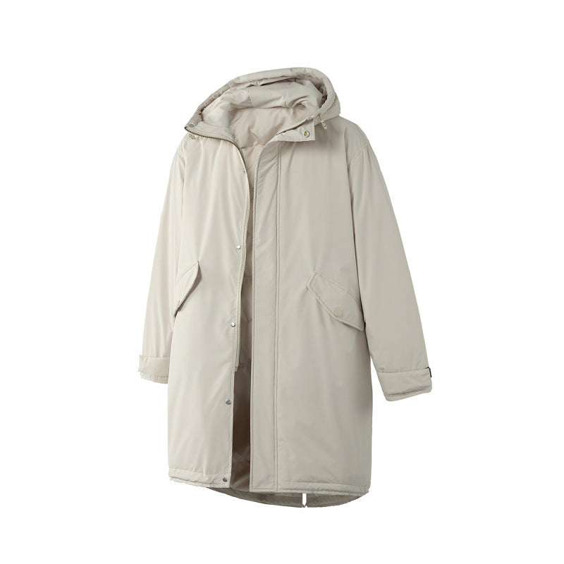 Unisex Quilted Long Parka in Boxy Cut with Hood and Drawstring Hem Fashion Glam