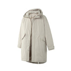 Unisex Quilted Long Parka in Boxy Cut with Hood and Drawstring Hem Fashion Glam