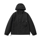 Unisex Lightweight Hooded Transition Jacket with Large Flap Pocket Detail and Drawstring Fashion Glam