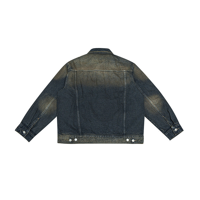 Unisex Oversized Jeans Jacket with Vintage-Washed Effect and Chest Pockets Fashion Glam