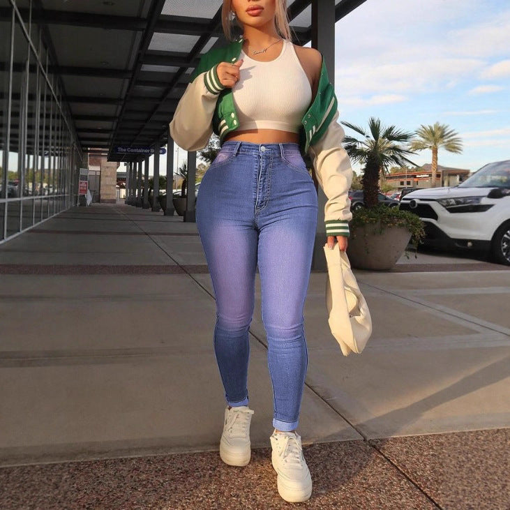 Women High-waisted, figure-shaping super stretch skinny jeans with ankle-length fit Fashion Glam