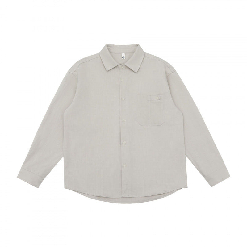 Unisex Oversize-Long Sleeve Shirt in Boxy Cut with Chest Pocket and Curved Hem Fashion Glam