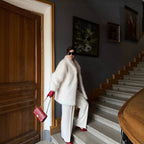 Women's Mid-length fluffy teddy faux fur coat with standing shawl collar Fashion Glam